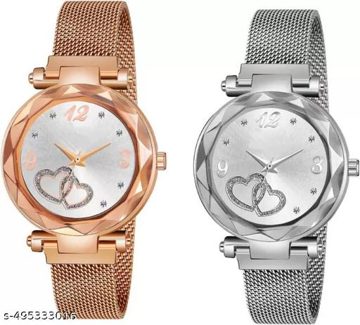 MADDELENA Heart Dial combo Magnetic Strap Watches For girls and women
