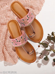 Kolhapuri style flats for women Pink