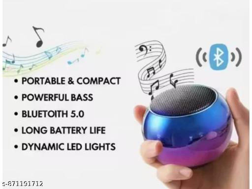 M3 Portable Bluetooth Mini Speaker | 5W Wireless Speaker with Dynamic Metal Sound | Compact USB Rechargeable Speaker for Mobile, Laptop & Outdoor Use (Color as per Stock)