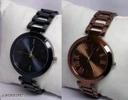 Stylish Women Beige Metal Analog Watch Combo
