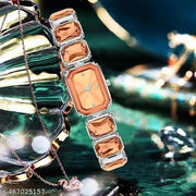 M3 Trader Rectangle Gems Steel Band Watch for Women