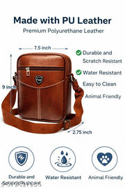 Stylish Beige Leather Sling Bag for Men | Crossbody Shoulder Bag | Office & Casual Use