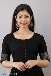 women's Rayon Printed Long Flared Anarkali Kurti