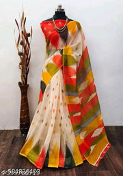 Linen Cotton Digital Print Saree for Women  Soft & Lightweight Ethnic Wear Cotton Fabric Perfect for Casual, Office & Festive Wear  Stylish Printed Saree with Blouse Piece
