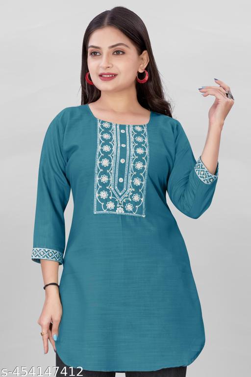 stylelist short kurti with embroidered work