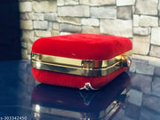 Women Stylish & Trendy Red Velvet Embroidery Clutch