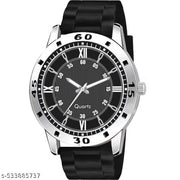 Medboo Silver Cash Black Pu Bump Belt Boy and Men Watch