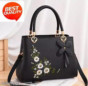 Handbag New Flower design cute handdbag for Girls and Women | Ladies Purse Handbag | Woman Gifts | Women Shoulder Bags | Side Handbags | Wedding Gifts For Woman | Women Designer Bags | Travel Purse Handbag-Black