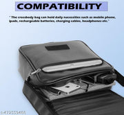 Stylish PU Leather Padded Sling Cross Body Travel Office Business Messenger One Side Shoulder Bag for Men & Women