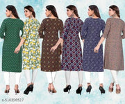 Women Printed Crepe Kurti (Combo Of 5)