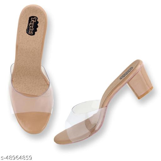 Taydol Women Fancy medium Block Heel synthetic pvc sole open Toe western-embellished slip-on Transparent Beige Sandal (53)