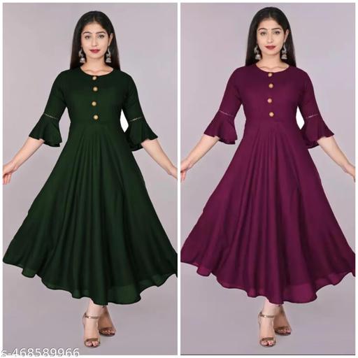Trendy VG Ethnic Women's Solid Flared Kurtis