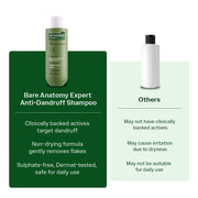 Bare Anatomy Anti-Dandruff Shampoo | Up To 100% Dandruff Reduction | ZPTO-Free | pH 5.3 | Salicylic Acid, Piroctone Olamine, Biotin & Menthol | Non-Drying Formula | Suitable for Men & Women |