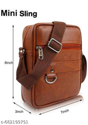 Stylish Mini Sling Bag for Men & Women | PU Leather Crossbody Shoulder Bag (8 x 7 x 3 Inch)