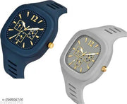 New Watch Combo Of Blue and Grey Square Dial with Strap Watch