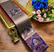Beautiful Art Silk Jacquard Border Saree With Unstitched Running Blouse For Women Wedding Wear Party