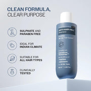 Bare Anatomy Anti-Hair Fall Shampoo | Provides 5x Hair Fall Control | pH 4.6 | Adenosine & Peptides | Strengthens Weak Roots & Reduces Breakage | Sulphate & Paraben Free | Unisex |