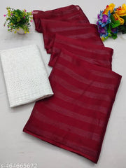 RIMZIM Chiffon Zari Patta Saree With Fancy Blouse Piece