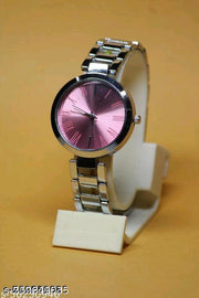 Attractive Textured Designer Silver Thorns Fitted Stainless Steel Belt Anlaog Women Watches