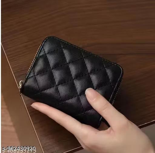 Women's Card Protective Case/Card Holder 9 Slots Card Holder Small Coin Purse(Black)