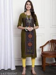 Stylish Women's Crepe Digital Printed Straight Kurti [Pack of 5]