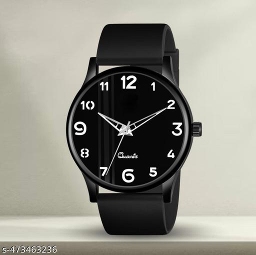 Black Case Designers Wrist Watches For Boy And Men Analog Watch - For Boys New Designers Stylish Dial Rubbers Strap Analog Wrist Watches For Boy And Me