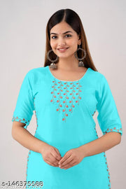 Elegant Sleeves Black Rayon Kurti with Embroidery For Girls | Kurti | Black Kurti | Embroidered Kurti | Long Sleeve Kurti | Office Wear Kurti | Party Wear Kurti | Indian Ethnic Wear | Trendy Kurtis for Women