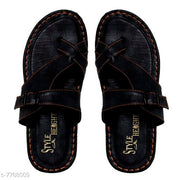 Black Solid Comfort Sandals For Men