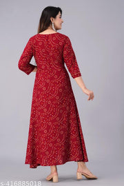 SIPET STYLISH BEAUTIFUL PRINTED KURTA FOR WOMEN AND GIRLS| 3/4TH SLEEVES ROUND NECK BHADNI| CASUAL WEAR AND WOMEN BHANDNI BUTA_MAROON
