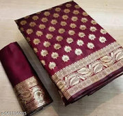 Trendy Jacquard Banarasi Silk Saree for Women | Designer Self Design Zari Woven Kanjivaram Art Silk Saree | Signagraph Pure Silk Look Saree