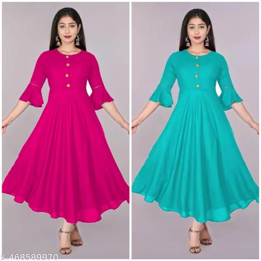 Trendy VG Ethnic Women's Solid Flared Kurtis