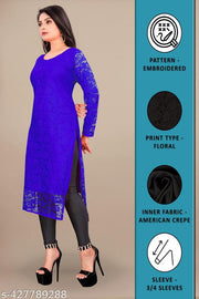 Elegant Net Fabric Embroidered Kurti for Women