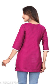 Cotton Embroidered Short Kurta for Women and Girl