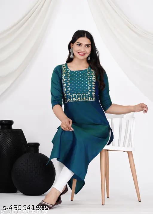 Green Emrodery kurti for women