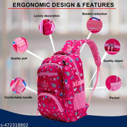 35L Printed Stylish & Trendy Water Resistant High Storage School Collage Travel Backpack Bag With Pouch Set for Girls & Women, 18 Inch