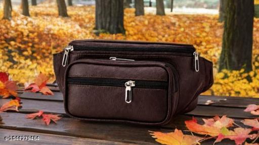 Stylish BROWN Waist Bag for Men & Women | Multi-Pocket Travel Belt Bag | Adjustable Crossbody Chest Bag