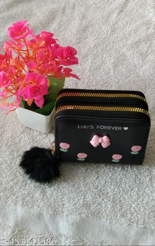 Small Double Chain Wallets with Credit Card Holder for Women and girls, Front Designs may very