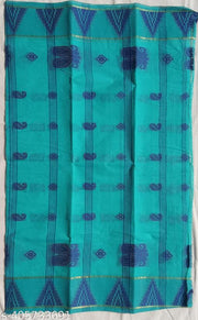 Raj Saree House Women's Bengali Pure Cotton Handloom Saree I Tant Saree I Bengali Saree  Daily  wear Tant   ( C-GREEN // Without Blouse)