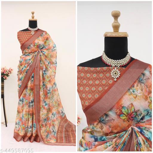 COTTON LILAN DIGITAL PRINT SAREE