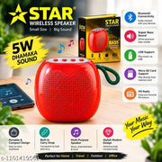 STAR Super Bass Portable Bluetooth Speaker | 52mm Woofer, FM Radio & Strap Support (Multicolor)