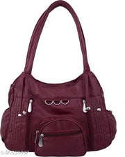 Trendy Women's Maroon PU Handbag