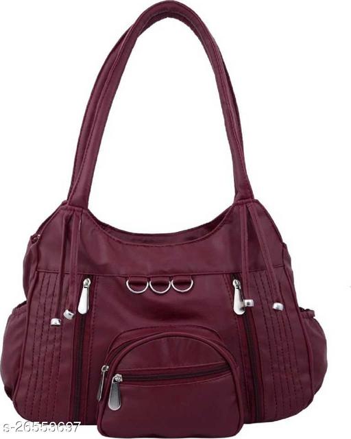 Trendy Women's Maroon PU Handbag