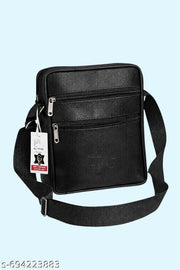 Men’s PU Leather Crossbody Sling Bag | Stylish Office & Travel Shoulder Bag for Men | Black Messenger Side Bag
