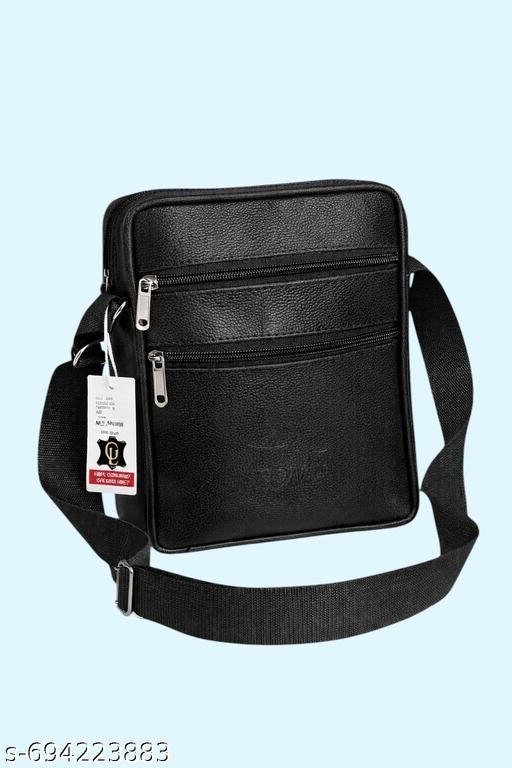 Men’s PU Leather Crossbody Sling Bag | Stylish Office & Travel Shoulder Bag for Men | Black Messenger Side Bag