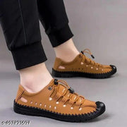 Men's Synthetic Leather Breathable Open Toe Sandals, Non-Slip Adjustable Beach Fisherman Shoes