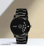Paidu Black Dial Black Rubber  Stylish Wrist Watch for Boys and Men Pack-1