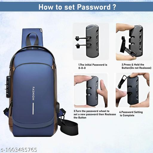 Waterproof Polyester Slim Unisex Crossbody Sling Bag Chest Backpack Men's Shoulder Bag, Leisure Travel Handbag, Hard Shell Anti-Theft Chest Bag