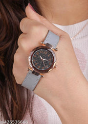 Number Dial Leather Belt Analog Wrist Watch for Women and Girls
