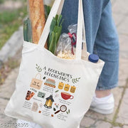 Clapcart Zipper /Zip Canvas Tote Bag for Women | Printed Multipurpose Cotton Bags | Cute Hand Bag for Girls (A Bookworms Belongings Prints)
