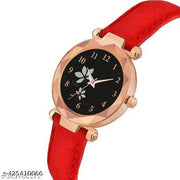 New Dial Leaf Leather Belt Girls Analog Watch